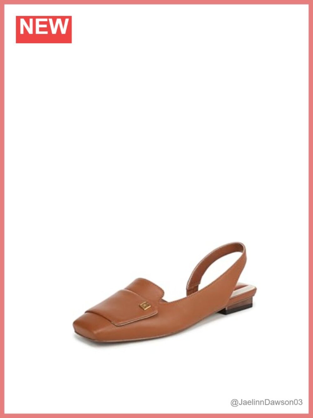 Slingback Ballet Flats Leather Eco-Comfort Block Heel Slip-On Square Toe